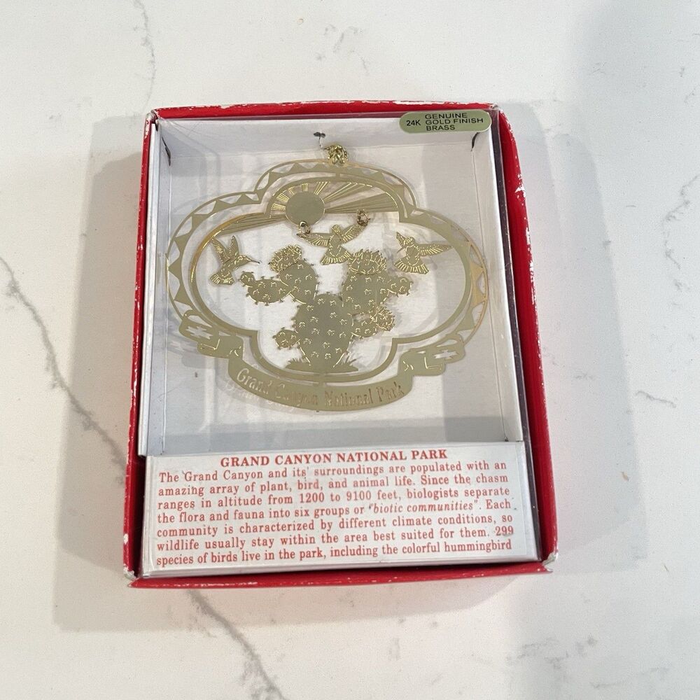 Nation’s Treasures Grand Canyon Nat. Park 24K Gold Plated Brass Ornament NIB